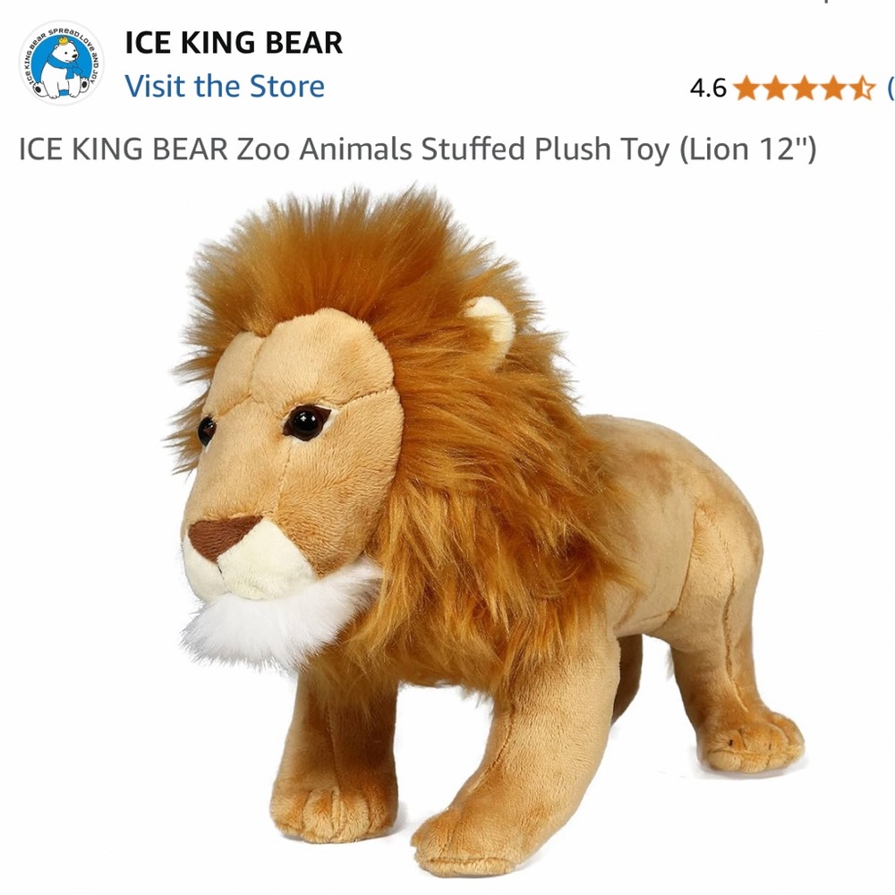 plush lion stuffed animal. Size 12”